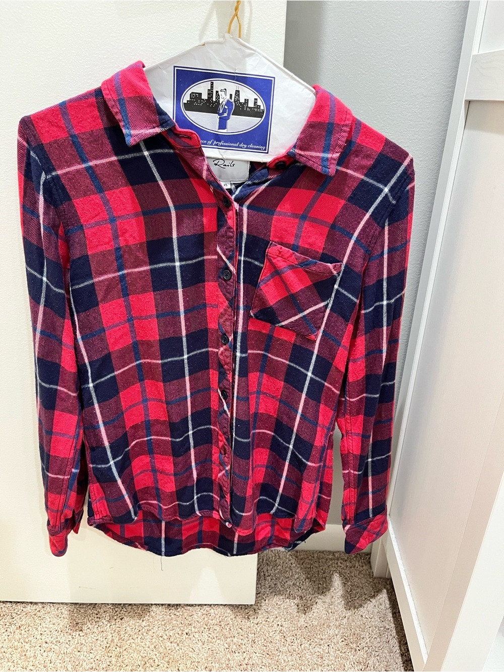 Rails Hunter XS Cranberry Navy White Button Down Shirt